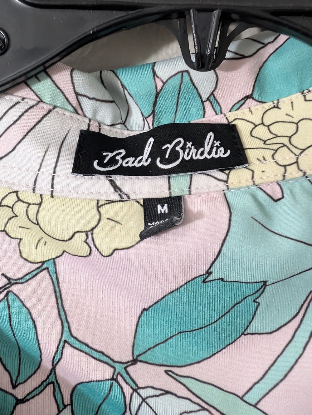 Bad Birdie Men's The Garden's Polo in Pastel Pink and Teal - Picture 4 of 6